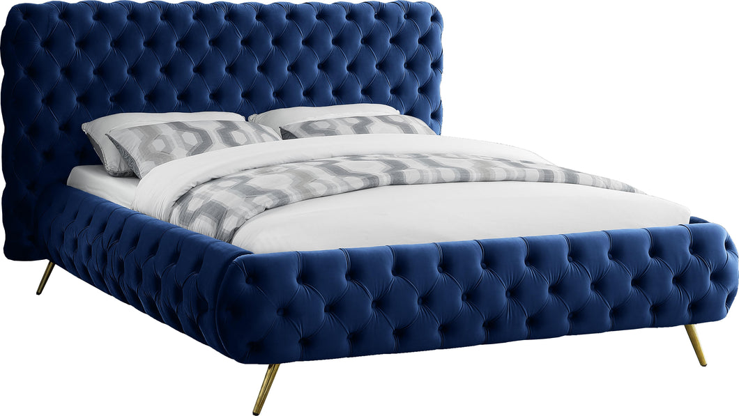 Delano Navy Velvet King Bed