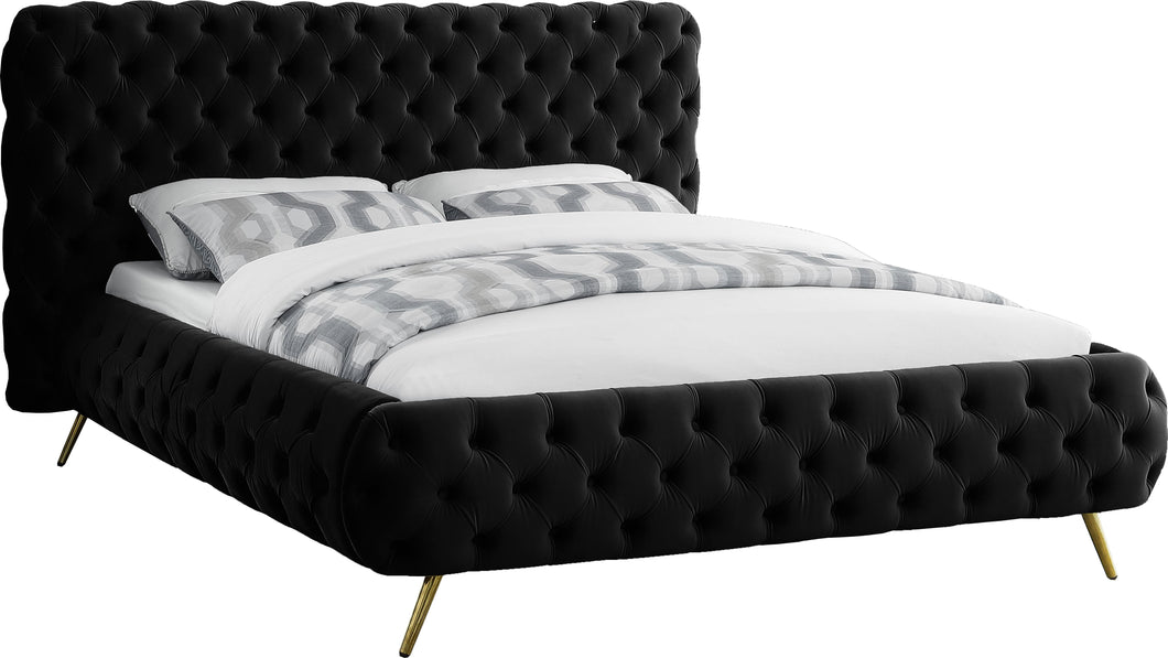 Delano Black Velvet King Bed