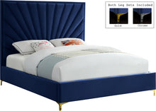 Load image into Gallery viewer, Eclipse Navy Velvet Queen Bed