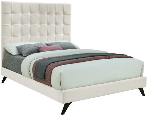 Elly Cream Velvet King Bed