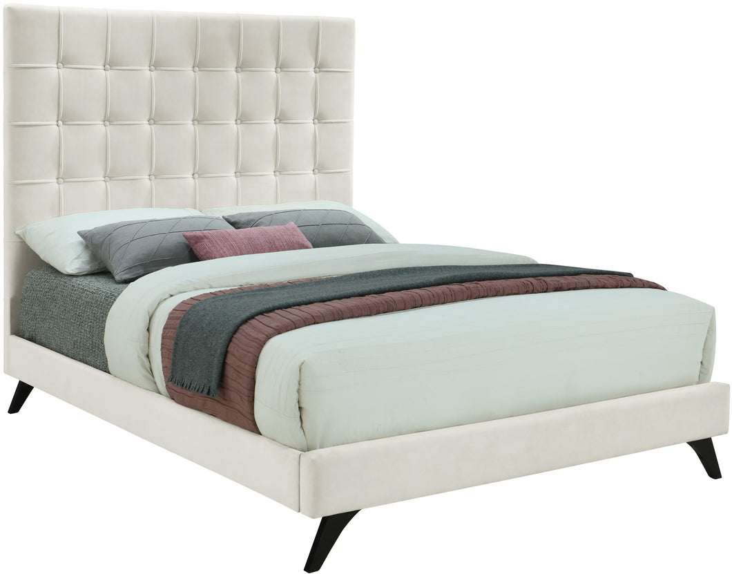 Elly Cream Velvet Queen Bed