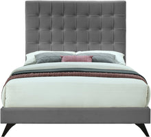 Load image into Gallery viewer, Elly Grey Velvet Queen Bed