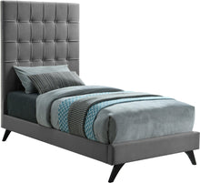 Load image into Gallery viewer, Elly Grey Velvet Twin Bed