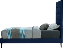 Load image into Gallery viewer, Elly Navy Velvet Twin Bed