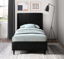 Load image into Gallery viewer, Eva Black Velvet Twin Bed