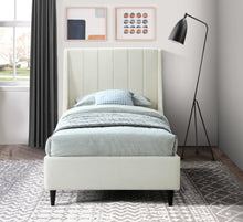 Load image into Gallery viewer, Eva Cream Velvet Twin Bed