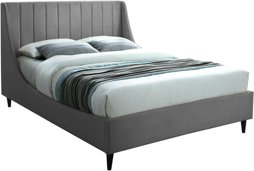 Eva Grey Velvet Full Bed