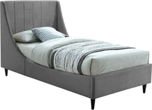 Load image into Gallery viewer, Eva Grey Velvet Twin Bed