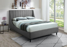 Load image into Gallery viewer, Eva Grey Velvet Queen Bed