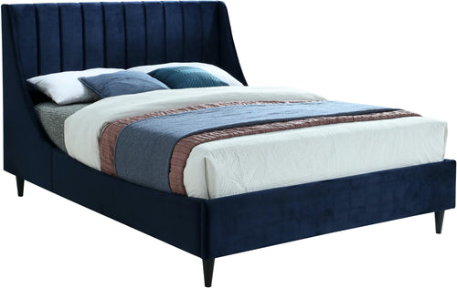 Eva Navy Velvet Queen Bed