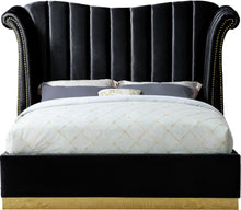 Load image into Gallery viewer, Flora Black Velvet Queen Bed (3 Boxes)