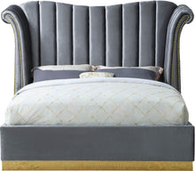 Load image into Gallery viewer, Flora Grey Velvet Queen Bed (3 Boxes)