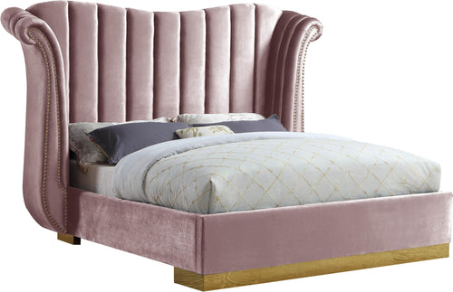 Flora Pink Velvet King Bed (3 Boxes)
