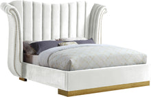 Load image into Gallery viewer, Flora White Velvet Queen Bed (3 Boxes)