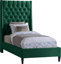 Load image into Gallery viewer, Fritz Green Velvet Twin Bed