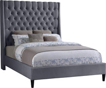 Load image into Gallery viewer, Fritz Grey Velvet Queen Bed