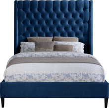 Load image into Gallery viewer, Fritz Navy Velvet King Bed