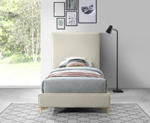 Load image into Gallery viewer, Geri Cream Velvet Twin Bed