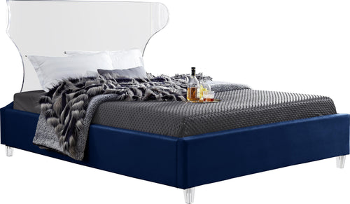 Ghost Navy Velvet Full Bed