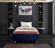 Load image into Gallery viewer, Ghost Navy Velvet Twin Bed