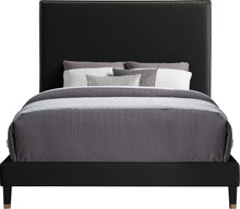 Load image into Gallery viewer, Harlie Black Velvet Queen Bed