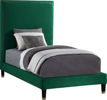 Load image into Gallery viewer, Harlie Green Velvet Twin Bed