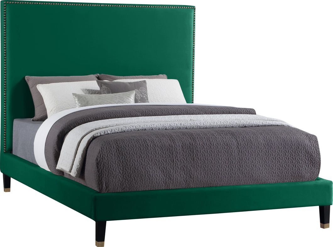 Harlie Green Velvet Full Bed