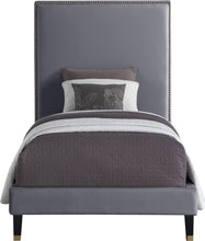 Load image into Gallery viewer, Harlie Grey Velvet Twin Bed