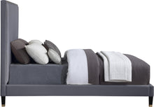 Load image into Gallery viewer, Harlie Grey Velvet Queen Bed