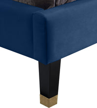 Load image into Gallery viewer, Harlie Navy Velvet Full Bed