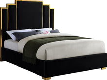 Load image into Gallery viewer, Hugo Black Velvet Queen Bed