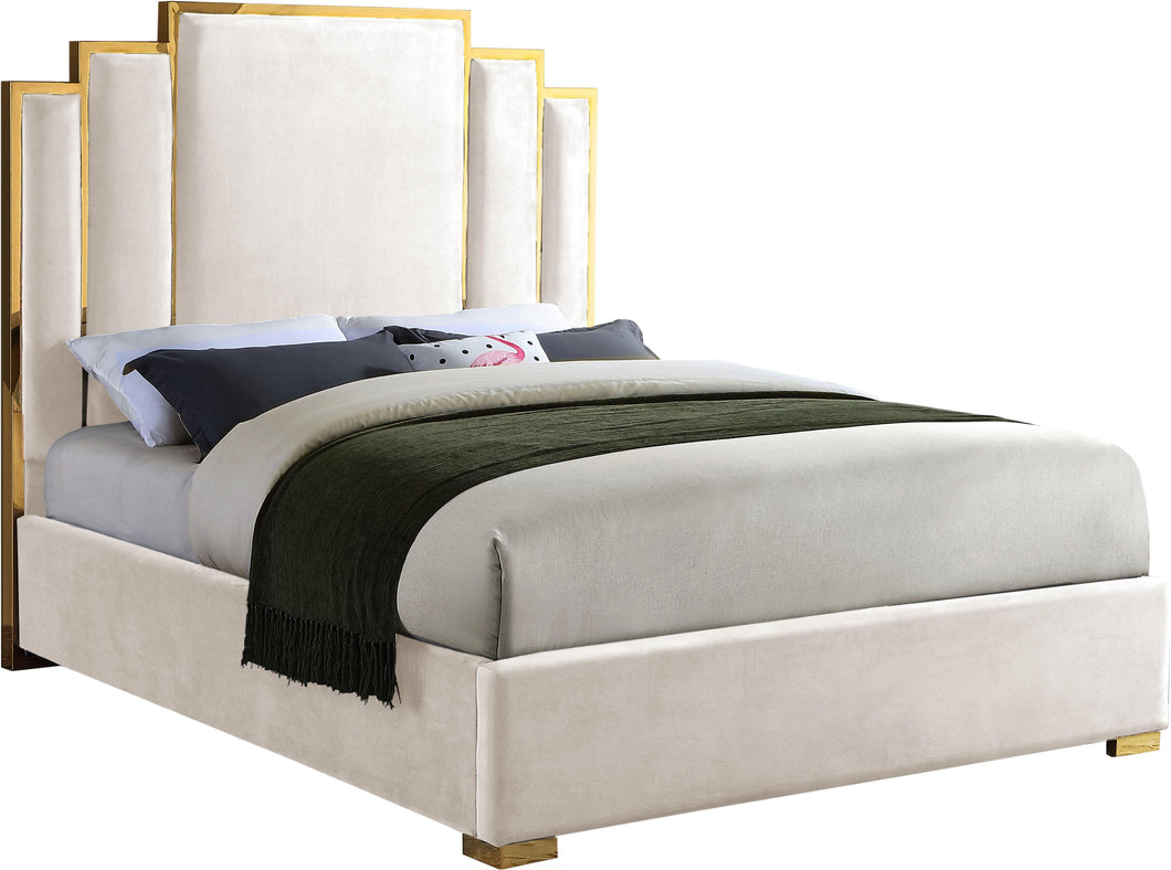 Hugo Cream Velvet King Bed