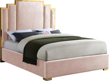 Load image into Gallery viewer, Hugo Pink Velvet Queen Bed