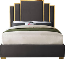 Load image into Gallery viewer, Hugo Grey Velvet Queen Bed
