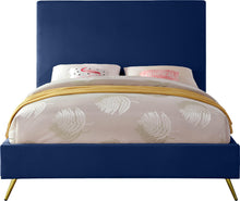 Load image into Gallery viewer, Jasmine Navy Velvet Queen Bed