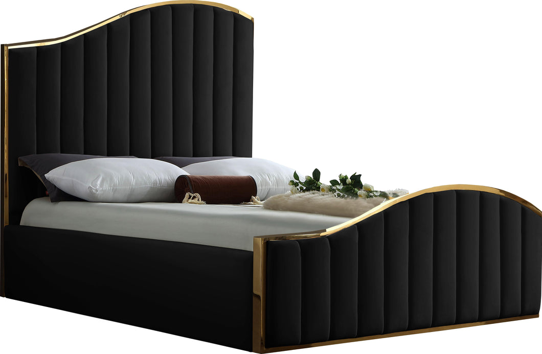 Jolie Black Velvet King Bed (3 Boxes)