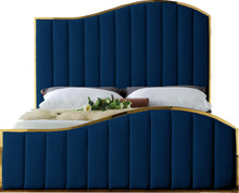 Load image into Gallery viewer, Jolie Navy Velvet King Bed (3 Boxes)
