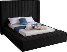 Load image into Gallery viewer, Kiki Black Velvet King Bed (3 Boxes)