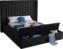 Load image into Gallery viewer, Kiki Black Velvet Queen Bed (3 Boxes)