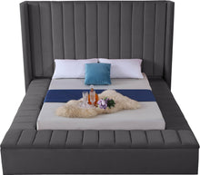 Load image into Gallery viewer, Kiki Grey Velvet King Bed (3 Boxes)