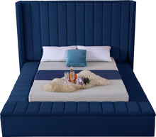 Load image into Gallery viewer, Kiki Navy Velvet King Bed (3 Boxes)