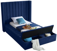 Load image into Gallery viewer, Kiki Navy Velvet Twin Bed (3 Boxes)