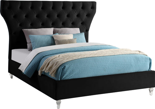 Kira Black Velvet King Bed