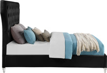Load image into Gallery viewer, Kira Black Velvet Queen Bed