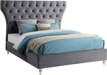 Load image into Gallery viewer, Kira Grey Velvet Queen Bed