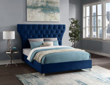 Load image into Gallery viewer, Kira Navy Velvet King Bed