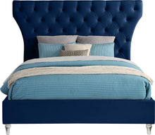 Load image into Gallery viewer, Kira Navy Velvet King Bed