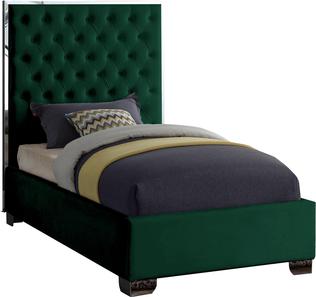 Lexi Green Velvet Twin Bed