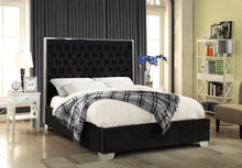 Load image into Gallery viewer, Lexi Black Velvet Queen Bed