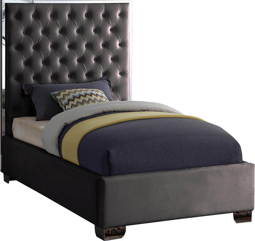 Lexi Grey Velvet Twin Bed